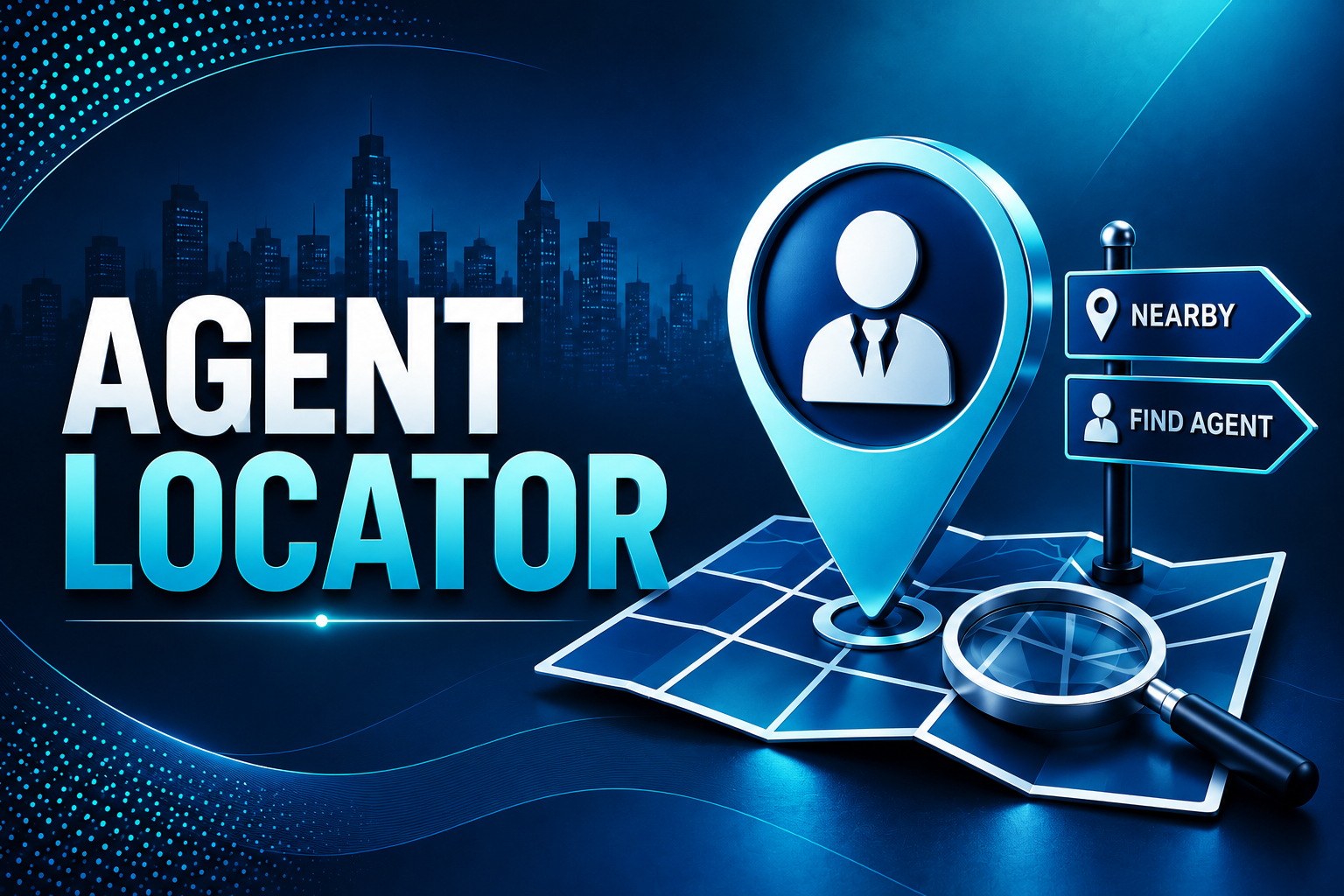 futuristic agent locator